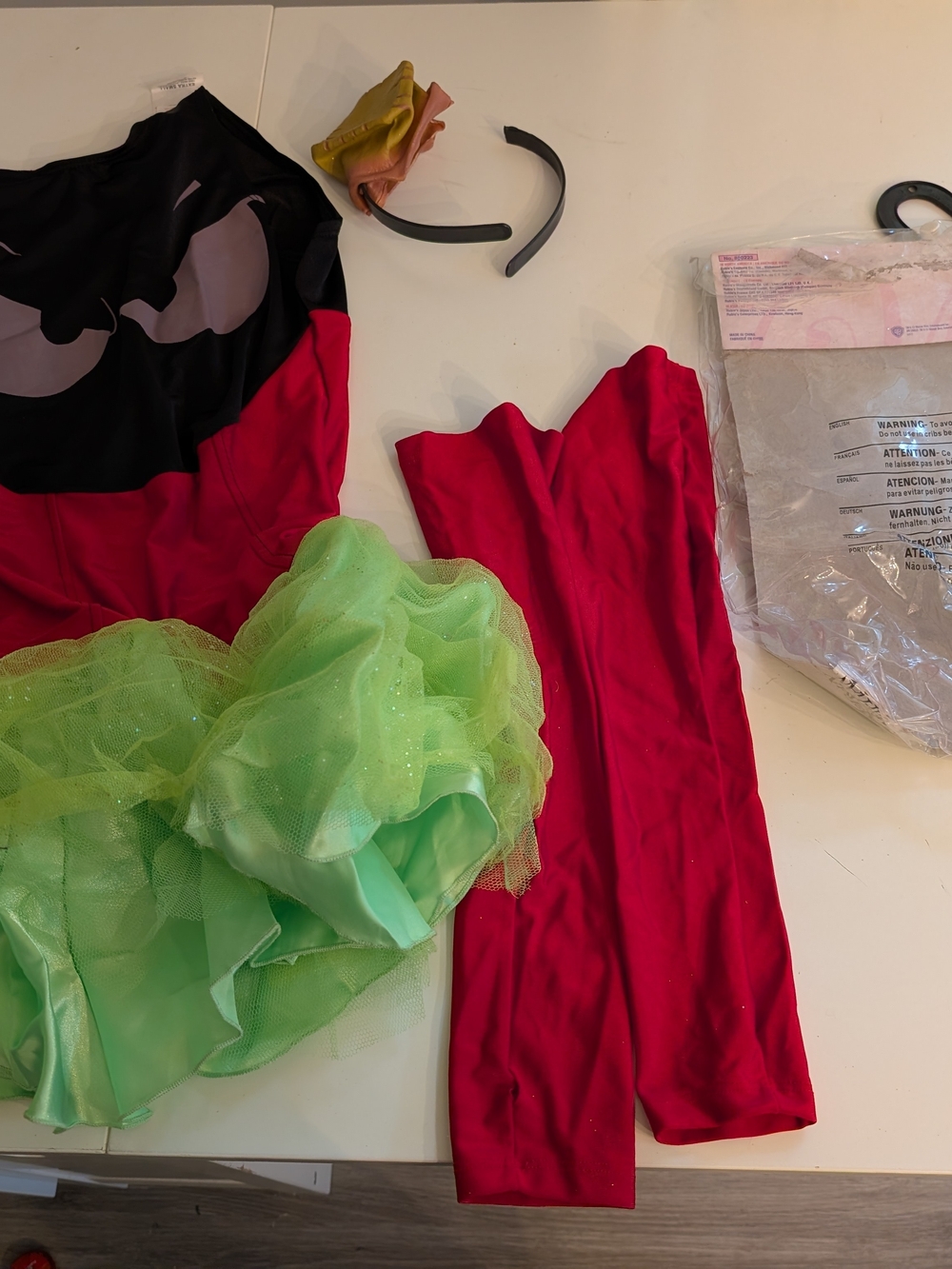 Adult Green Tulle and Red Costume Set - Unbranded